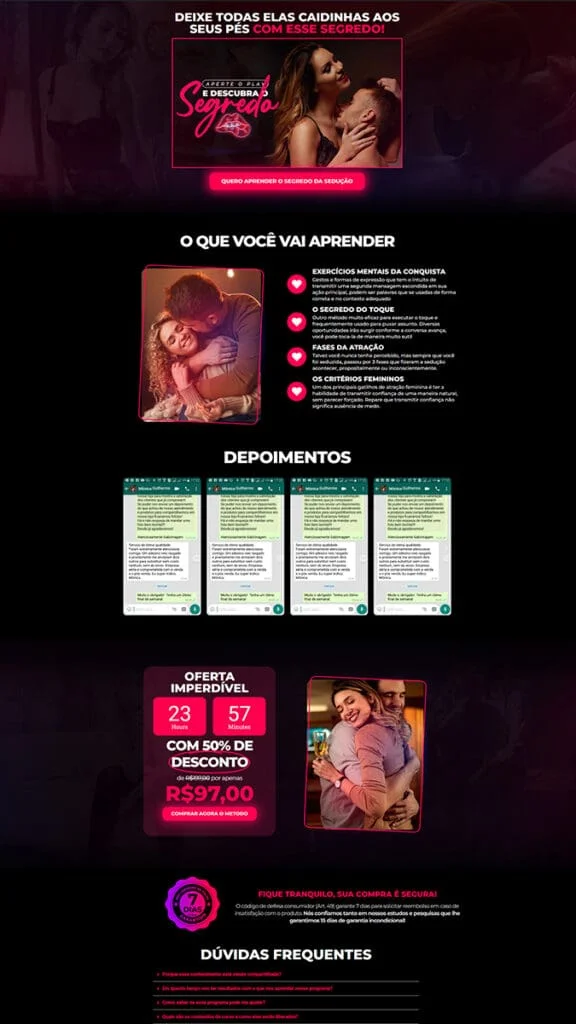 Landing page de relacionamento criada pela MG Digital USA para brasileiros nos Estados Unidos